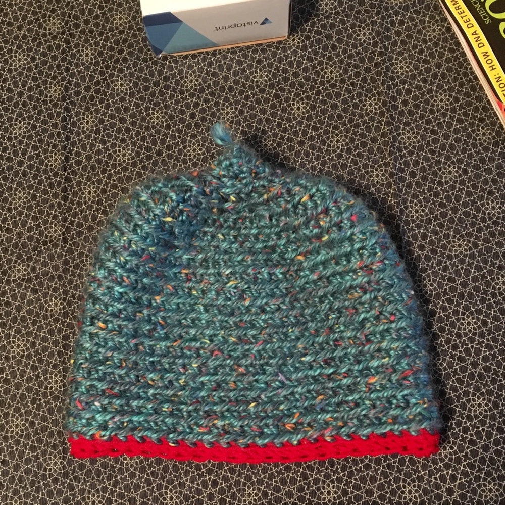 One of a kind beanie hand knit!